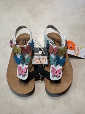 jumping beans White Sandals with Multicolor Butterfly Accents nwt